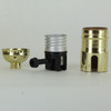 On-Off Turn Knob Brass Plated E-26 Base Lamp Socket with 1/8ips Cap and Set Screw