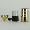 3-Way Turn Knob Brass Plated E-26 Base Lamp Socket with 1/8ips Cap and Set Screw