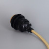 Black Finish Metal E-26 Base Keyless Lamp Socket Pre-Wired with 6Ft Long Gold Nylon Overbraid