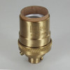 Brushed Brass Finish Heavy Turned Brass Keyless E-26 Socket with 1/8ips. Cap and Ground Terminal