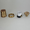 Brushed Brass Finish Heavy Turned Brass Keyless E-26 Socket with 1/8ips. Cap and Ground Terminal