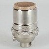 Polished Nickel Finish Heavy Turned Brass Keyless E-26 Socket with 1/8ips. Cap and Ground Terminal