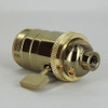 Polished Brass Finish E-26 Uno Threaded Single Turn Antique Style Paddle Turn Knob Socket