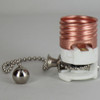 E-26 Porcelain Socket Interior with Polished Nickel Pull Chain and Ball