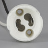 GU10 Porcelain Round Socket with Mounting Holes and 8in. 200 Dgree SF-1 Leads. Rated 1000W 250V