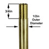 31in. Long X 1/4ips Unfinished Brass Pipe Stem Threaded 3/4in Long on Both Ends