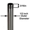 18in. Nickel Plated Finish Pipe with 1/4ips. Thread