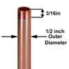 24in Long X 1/4ips (1/2in OD) Male Threaded Polished Copper Finish Steel Pipe