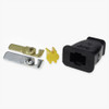 Polarized, Non-Grounding, Spring Action Thermoplastic Plug with Screw Terminal Connections - Black, #16 AWG, 15A, Industrial, 125V, Back wire, Brown, Brass, Impact-resistant thermoplastic, 1-15P, Two-pole, two-wire, Screw, 0.33" in diameter.