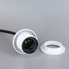 White E-26 Phenolic Threaded Socket With 1/8ips. Cap And Ring. Pre-wired 6ft Black Nylon Overbraid