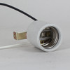 E-26 Porcelain 90 Degree Mount Bracket Lamp Socket Pre-Wired with 9in Long 18 Gauge Wire Leads