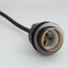 Bronze Finish Metal E-26 Base Keyless Lamp Socket Pre-Wired with 6Ft Long Black Nylon Overbraid