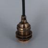 Antique Brass Metal E-26 Base Keyless Lamp Socket Pre-Wired with 6Ft Long Black Nylon Overbraid