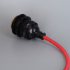 Black Finish Metal E-26 Base Keyless Lamp Socket Pre-Wired with 6Ft Long Red Nylon Overbraid