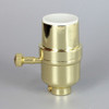 Brass Plated Finish Aluminum Modern Style 3-Way Turn Knob Lamp Socket with 1/8ips Threaded Cap