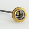 Unfinished Brass Metal E-26 Base Keyless Lamp Socket Pre-Wired with 6Ft Long 18/3 Gray Nylon Overbraid.