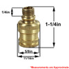 1/8ips Male X 1/4ips Female Threaded Knurled Swivel - Unfinished Brass