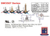 3/8in Shank Two-circuit, Four-position, Metal, multi-level, Push Button Light Switch - Brass Plated