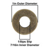 1in Diameter - Steel Washer - 1/8ips Slip Center Hole - Antique Brass Finish