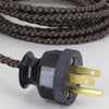 10ft. Black/Brown Hounds Tooth 18/3 SPT-1 Bungalow Style  Overbraid Cordset With Antique Plug