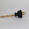 8ft Long Gold Twisted 18/2 SPT-2 Type UL Listed Powercord WITH BLACK PHENOLIC PLUG