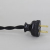 8ft Long Black Twisted 18/2 SPT-2 Type UL Listed Powercord WITH BLACK PHENOLIC PLUG