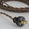8ft Long Brown Twisted 18/2 SPT-2  Type UL Listed Powercord WITH Brown PHENOLIC PLUG