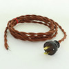 8ft Long Copper Twisted 18/2 SPT-2 Type UL Listed Powercord WITH BLACK PHENOLIC PLUG