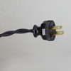 8ft Long Black/Gray Zigzag Pattern Twisted 18/2 SPT-2 Type UL Listed Powercord WITH BLACK PLUG