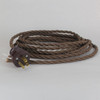 10ft Long Brown Twisted 18/3 SPT-2 Type UL Listed Twisted Powercord WITH BROWN PHENOLIC PLUG
