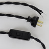 20ft Long Black Twisted 18 Gauge / SPT-2 Type Powercord with switch installed 3ft from plug end.