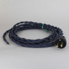 8ft Long Navy Blue Twisted 18/2 SPT-2 Type UL Listed Powercord WITH BLACK PHENOLIC PLUG