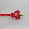 8ft Long Red Twisted 18/2 SPT-2 Type UL Listed Powercord with Red Phenolic Plug