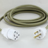 15ft Long Fern Cloth Covered Decorative Extension Cord with NEMA 15-5P Plug and Outlet.