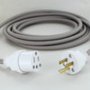 15ft Long Excalibur Cloth Covered Decorative Extension Cord with NEMA 15-5P Plug and Outlet.