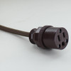 15ft Long Brown Cloth Covered Decorative Extension Cord with NEMA 15-5P Plug and Outlet.