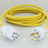 15ft Long Yellow Cloth Covered Decorative Extension Cord with NEMA 15-5P Plug and Outlet.