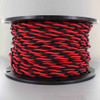 18/2 AWG - ONE BLACK/ ONE RED TWISTED FABRIC CLOTH COVERED LAMP WIRE