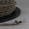 18/2 AWG - BLACK/BEIGE HOUNDSTOOTH PATTERN TWISTED FABRIC CLOTH COVERED LAMP WIRE