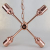 4 Light X-Cluster - E-26 - Wired with Top Loop and Chain - Polished Copper Finish