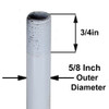 54in. White Enamel Finish Pipe with 3/8ips. Thread