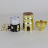 E26 Medium Base Brass 3-way Pull Socket