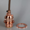 COPPER PLATED Metal E-26 Base Keyless Lamp Socket Pre-Wired with 6Ft Long Brown Nylon Overbraid