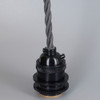 Black Finish Metal E-26 Base Keyless Lamp Socket Pre-Wired with 6Ft Twisted Gray Nylon Overbraid