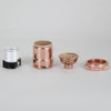 Polished Copper Finish Heavy Turned Brass Keyless E-26 Socket with 1/8ips. Cap and Ground Terminal