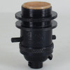Black Powdercoat Uno Thread Push Through Switch Socket Includes Knurled and Smooth Shade Ring