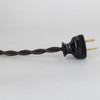 8ft Long Black / Brown Zigzag Pattern Twisted 18/2 SPT-2 Type UL Listed Powercord WITH BLACK PLUG