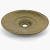 3-1/2in Diameter - Cast Brass Flat Bobesche with Ribs with 1/8ips (7/16in) Slip Through Hole - Unfinished Brass