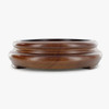4-1/2in. Recessed Seat Walnut Finish Round Teak Wood Base with Plain Design Bottom.