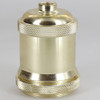 Threaded Skirt Socket Cup With Shoulder and Knurled Shade Ring - Brass Plated